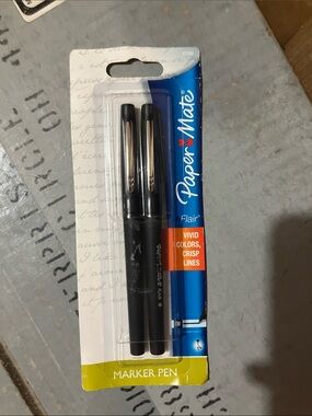 Paper Mate Black Marker Pen Twin Pack - Black